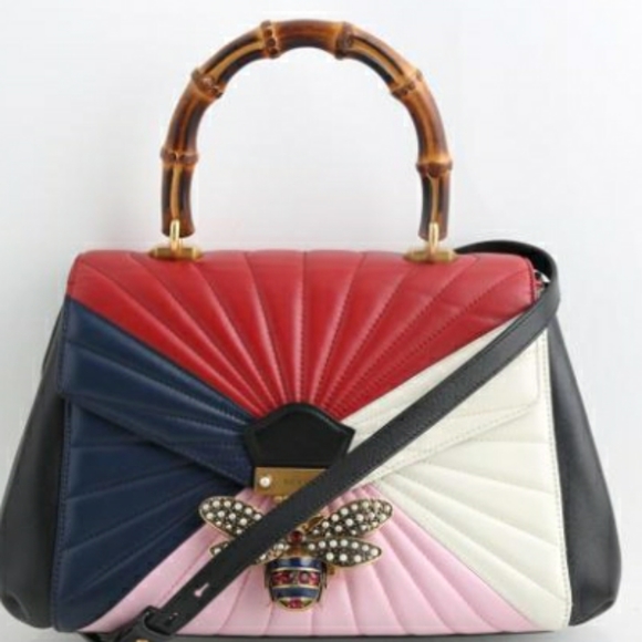 Gucci Linea Large Bee Bamboo Tote - Picture 2 of 8